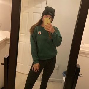 reindeer embroidered green sweatshirt